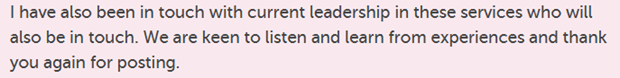 Excerpt from staff response