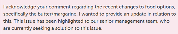 Excerpt from staff response